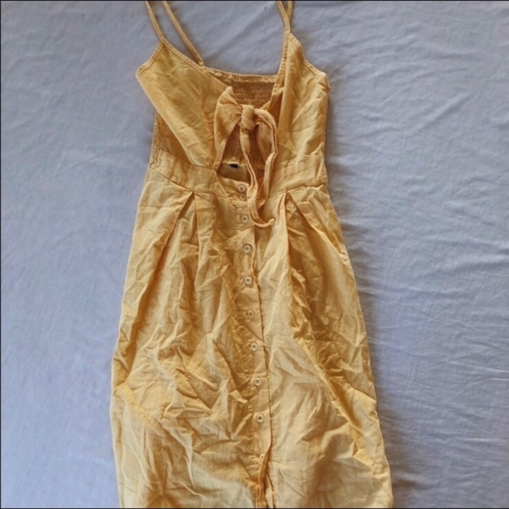 Yellow linen cut out dress
